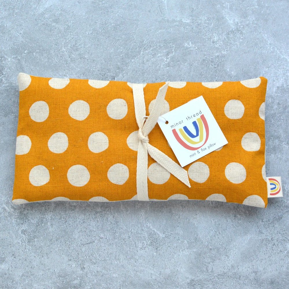 Weighted Lavender Eye Pillow Hot Cold Yellow Polka Dot Japanese Linen